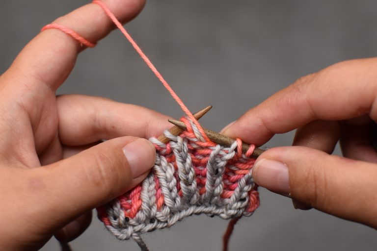 Step 2: Insert needle purl-wise.
