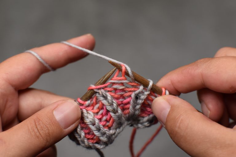 Step 3: Slip stitch and working yarn both to right-hand needle.