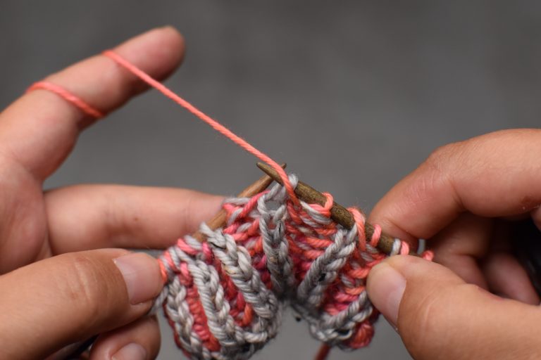 Step 2: Slip stitch and working yarn both to right-hand needle.