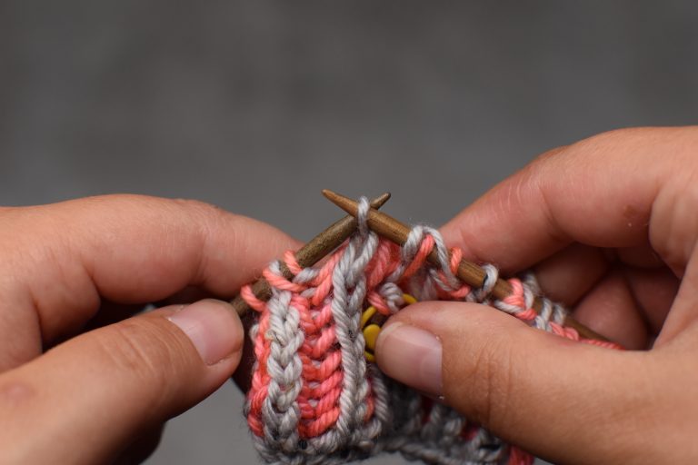 Step 8: Slip stitch back to right-hand needle.