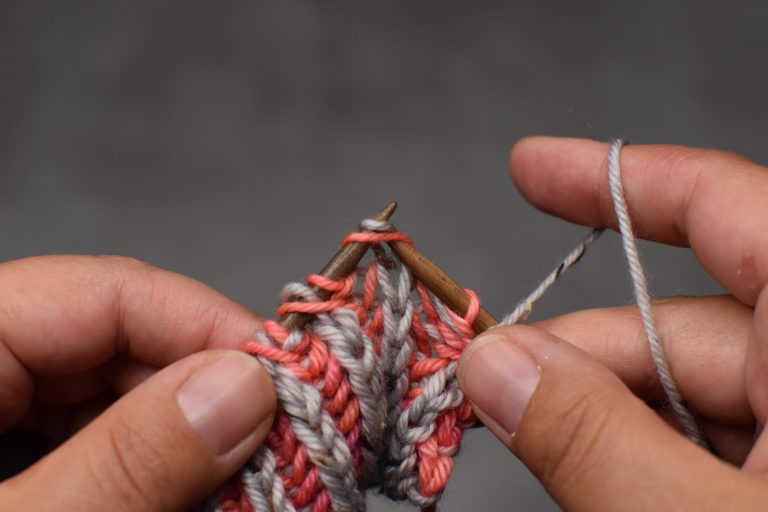 Step 1: Slip stitch and its yarn-over purl-wise.