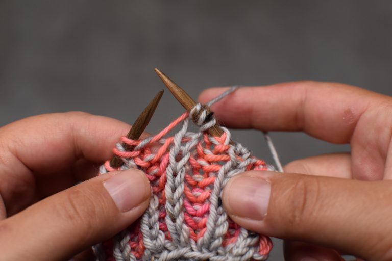 Step 4: Take the stitch off the left-hand needle.